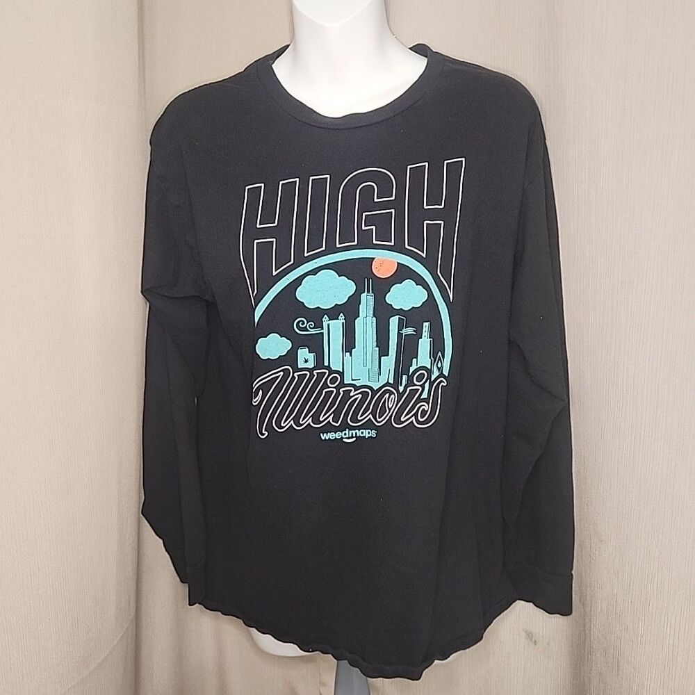 Shirt Weedmaps High Illinois Unisex Medium Long Sleeve T-Shirt Black RN# 150720
